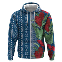 Women's Day Samoa Malu Tattoo Inspired Mix Teuila Zip Hoodie Royal Blue