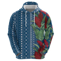 Women's Day Samoa Malu Tattoo Inspired Mix Teuila Zip Hoodie Royal Blue