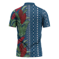 Women's Day Samoa Malu Tattoo Inspired Mix Teuila Zipper Polo Shirt Royal Blue