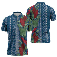 Women's Day Samoa Malu Tattoo Inspired Mix Teuila Zipper Polo Shirt Royal Blue