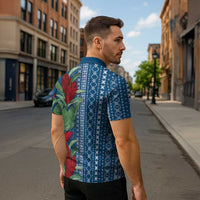 Women's Day Samoa Malu Tattoo Inspired Mix Teuila Zipper Polo Shirt Royal Blue