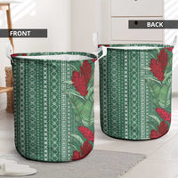 Women's Day Samoa Malu Tattoo Inspired Mix Teuila Laundry Basket Sage Green