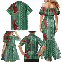 Women's Day Samoa Malu Tattoo Inspired Mix Teuila Family Matching Mermaid Dress and Hawaiian Shirt Sage Green