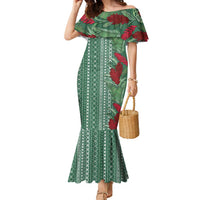 Women's Day Samoa Malu Tattoo Inspired Mix Teuila Family Matching Mermaid Dress and Hawaiian Shirt Sage Green