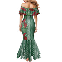 Women's Day Samoa Malu Tattoo Inspired Mix Teuila Family Matching Mermaid Dress and Hawaiian Shirt Sage Green