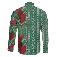 Women's Day Samoa Malu Tattoo Inspired Mix Teuila Family Matching Short Sleeve Bodycon Dress and Hawaiian Shirt Sage Green