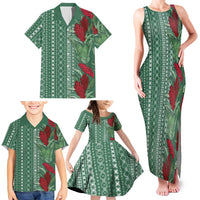 Women's Day Samoa Malu Tattoo Inspired Mix Teuila Family Matching Tank Maxi Dress and Hawaiian Shirt Sage Green