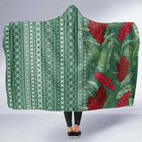 Women's Day Samoa Malu Tattoo Inspired Mix Teuila Hooded Blanket Sage Green