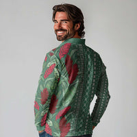 Women's Day Samoa Malu Tattoo Inspired Mix Teuila Long Sleeve Polo Shirt Sage Green