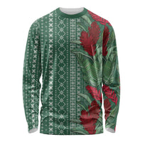 Women's Day Samoa Malu Tattoo Inspired Mix Teuila Long Sleeve Shirt Sage Green