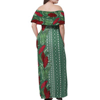 Women's Day Samoa Malu Tattoo Inspired Mix Teuila Off Shoulder Maxi Dress Sage Green