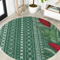 Women's Day Samoa Malu Tattoo Inspired Mix Teuila Round Carpet Sage Green