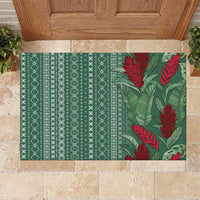Women's Day Samoa Malu Tattoo Inspired Mix Teuila Rubber Doormat Sage Green