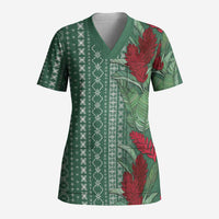 Women's Day Samoa Malu Tattoo Inspired Mix Teuila Scrub Top Sage Green