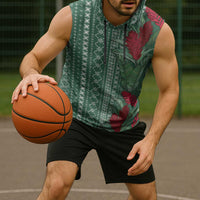 Women's Day Samoa Malu Tattoo Inspired Mix Teuila Sleeveless Hoodie Sage Green