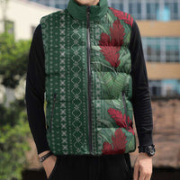 Women's Day Samoa Malu Tattoo Inspired Mix Teuila Sleeveless Puffer Jacket Sage Green