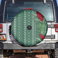 Women's Day Samoa Malu Tattoo Inspired Mix Teuila Spare Tire Cover Sage Green