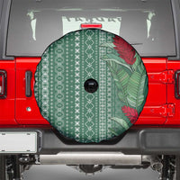 Women's Day Samoa Malu Tattoo Inspired Mix Teuila Spare Tire Cover Sage Green