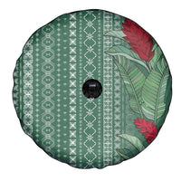 Women's Day Samoa Malu Tattoo Inspired Mix Teuila Spare Tire Cover Sage Green