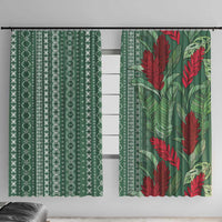 Women's Day Samoa Malu Tattoo Inspired Mix Teuila Window Curtain Sage Green