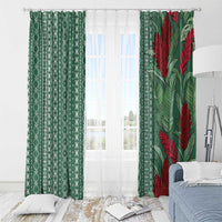 Women's Day Samoa Malu Tattoo Inspired Mix Teuila Window Curtain Sage Green