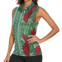Women's Day Samoa Malu Tattoo Inspired Mix Teuila Women Sleeveless Polo Shirt Sage Green