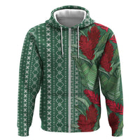 Women's Day Samoa Malu Tattoo Inspired Mix Teuila Zip Hoodie Sage Green