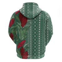 Women's Day Samoa Malu Tattoo Inspired Mix Teuila Zip Hoodie Sage Green