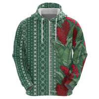 Women's Day Samoa Malu Tattoo Inspired Mix Teuila Zip Hoodie Sage Green