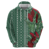 Women's Day Samoa Malu Tattoo Inspired Mix Teuila Zip Hoodie Sage Green