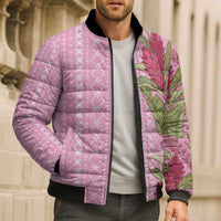 Women's Day Samoa Malu Tattoo Inspired Mix Teuila Bomber Puffer Jacket Rose Pink