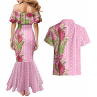 Women's Day Samoa Malu Tattoo Inspired Mix Teuila Couples Matching Mermaid Dress and Hawaiian Shirt Rose Pink
