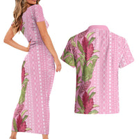Women's Day Samoa Malu Tattoo Inspired Mix Teuila Couples Matching Short Sleeve Bodycon Dress and Hawaiian Shirt Rose Pink