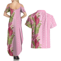 Women's Day Samoa Malu Tattoo Inspired Mix Teuila Couples Matching Summer Maxi Dress and Hawaiian Shirt Rose Pink