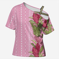 Women's Day Samoa Malu Tattoo Inspired Mix Teuila Cross Shoulder Shirt Rose Pink