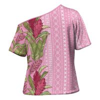 Women's Day Samoa Malu Tattoo Inspired Mix Teuila Cross Shoulder Shirt Rose Pink