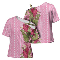 Women's Day Samoa Malu Tattoo Inspired Mix Teuila Cross Shoulder Shirt Rose Pink