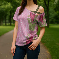 Women's Day Samoa Malu Tattoo Inspired Mix Teuila Cross Shoulder Shirt Rose Pink