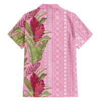 Women's Day Samoa Malu Tattoo Inspired Mix Teuila Family Matching Long Sleeve Bodycon Dress and Hawaiian Shirt Rose Pink