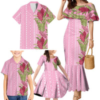Women's Day Samoa Malu Tattoo Inspired Mix Teuila Family Matching Mermaid Dress and Hawaiian Shirt Rose Pink