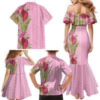 Women's Day Samoa Malu Tattoo Inspired Mix Teuila Family Matching Mermaid Dress and Hawaiian Shirt Rose Pink