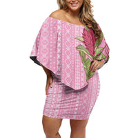 Women's Day Samoa Malu Tattoo Inspired Mix Teuila Family Matching Off Shoulder Short Dress and Hawaiian Shirt Rose Pink