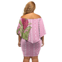 Women's Day Samoa Malu Tattoo Inspired Mix Teuila Family Matching Off Shoulder Short Dress and Hawaiian Shirt Rose Pink