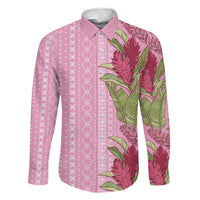 Women's Day Samoa Malu Tattoo Inspired Mix Teuila Family Matching Short Sleeve Bodycon Dress and Hawaiian Shirt Rose Pink