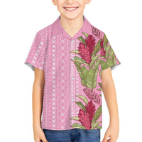 Women's Day Samoa Malu Tattoo Inspired Mix Teuila Family Matching Short Sleeve Bodycon Dress and Hawaiian Shirt Rose Pink