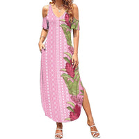 Women's Day Samoa Malu Tattoo Inspired Mix Teuila Family Matching Summer Maxi Dress and Hawaiian Shirt Rose Pink