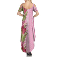 Women's Day Samoa Malu Tattoo Inspired Mix Teuila Family Matching Summer Maxi Dress and Hawaiian Shirt Rose Pink