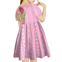 Women's Day Samoa Malu Tattoo Inspired Mix Teuila Kid Short Sleeve Dress Rose Pink