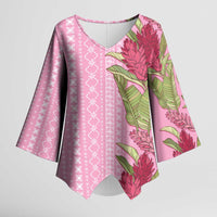 Women's Day Samoa Malu Tattoo Inspired Mix Teuila Kimono Sleeve Blouse Rose Pink