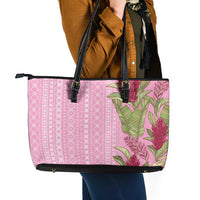 Women's Day Samoa Malu Tattoo Inspired Mix Teuila Leather Tote Bag Rose Pink